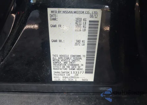 2013 Nissan Altima 2.5 Sv z USA, uszkodzony, nr VIN 1N4AL3AP1DC133577